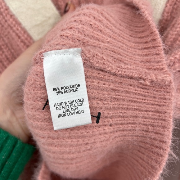 LuLu's Little Bit Of Sweetener Pink And Cream Cropped Cardigan Sweater Size Xs - Picture 10 of 10